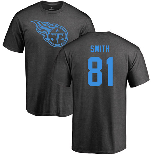 Tennessee Titans Men Ash Jonnu Smith One Color NFL Football #81 T Shirt->nfl t-shirts->Sports Accessory